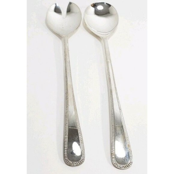 Vintage Brama EP on Zinc Silverplate Serving Fork Spoon salad set 9.5" flatware - Picture 2 of 8